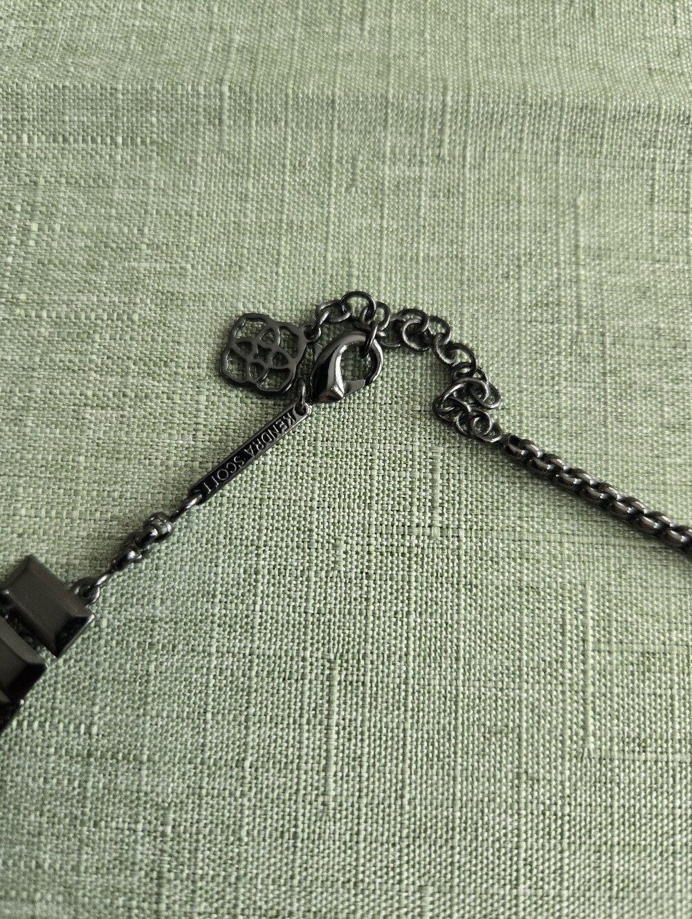 Kendra Scott Kaplan statement necklace gunmetal and dichroic glass. - Picture 2 of 5